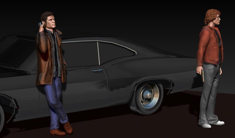 Blinded the Winchester brothers in ZBrush - My, 3D, 3D modeling, Zbrush, Supernatural, Winchesters, Suicide girls, Jared Padalecki, Jensen Ackles, Longpost
