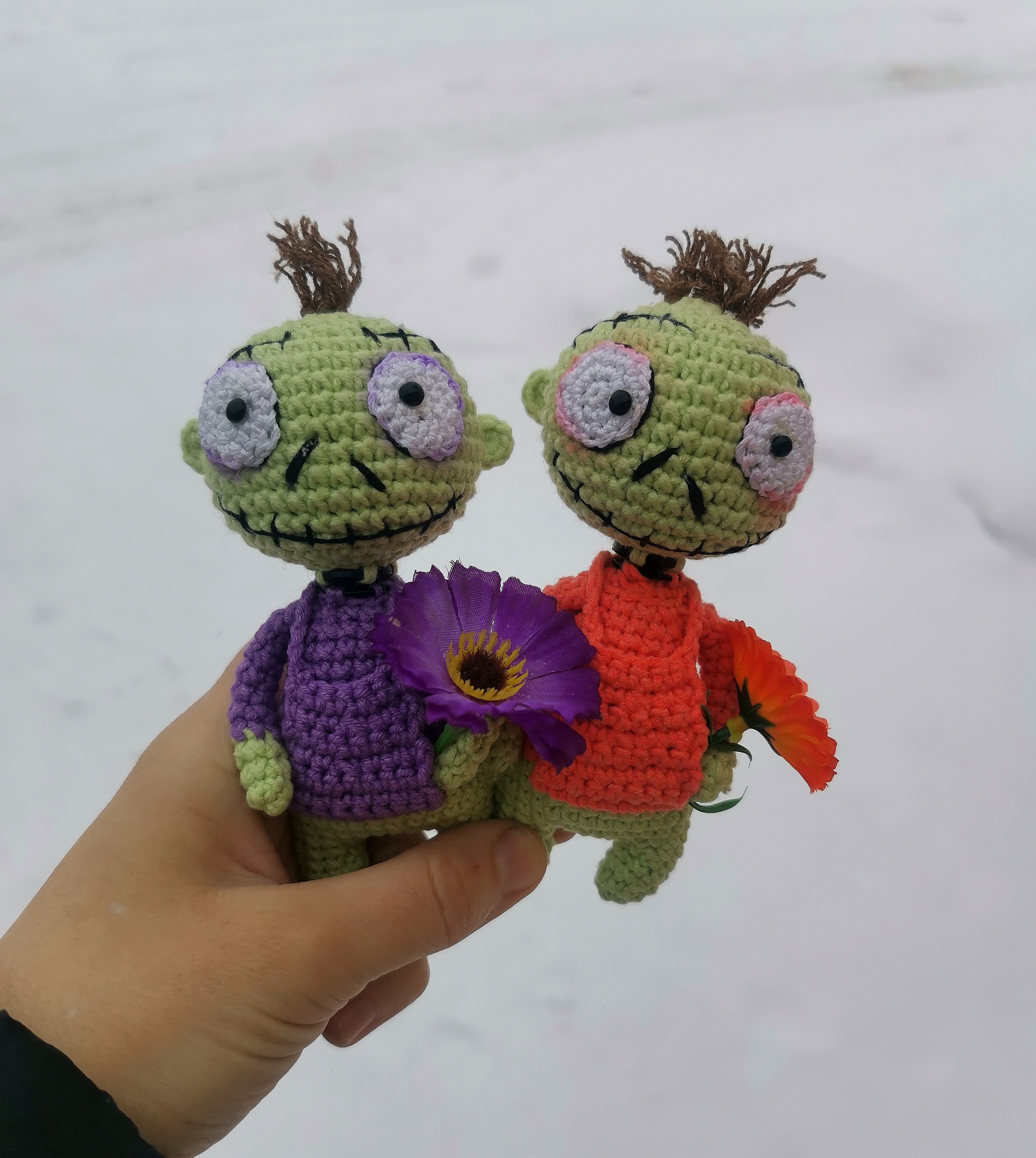 Zombie boys congratulate you on March 8th - My, Knitting, Crochet, Knitted toys, Zombie, Needlework, Longpost, Needlework without process