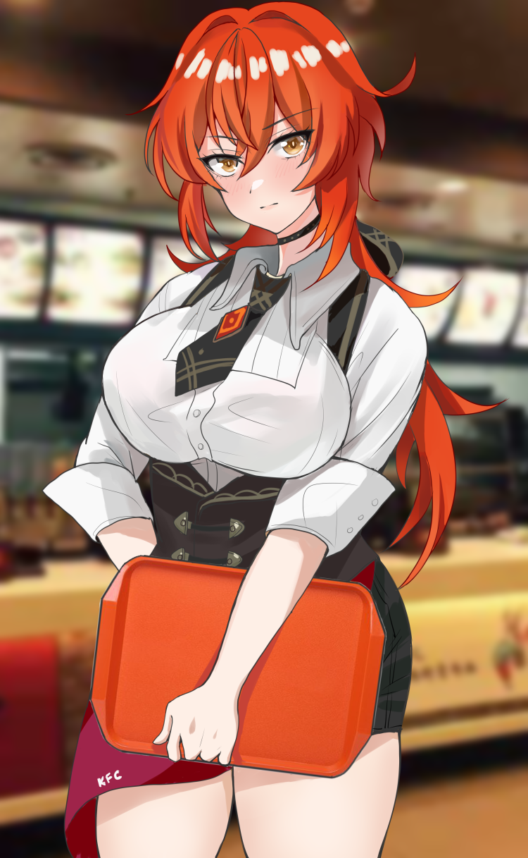 Это ж чем таким в KFC кормят, аж Дилюк женщиной кажется? - Genshin Impact, Аниме, Anime Art, Diluc (Genshin Impact), Правило 63