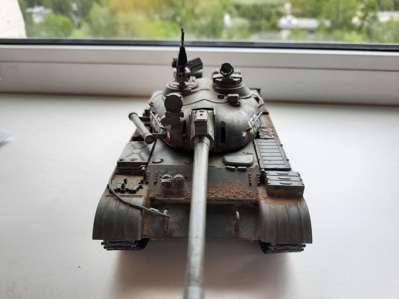 T-55A on the shelf for a good friend - My, Tanks, Prefabricated model, Creation, Comrades, Presents, the USSR, Longpost, Tattoo, Tattoo artist