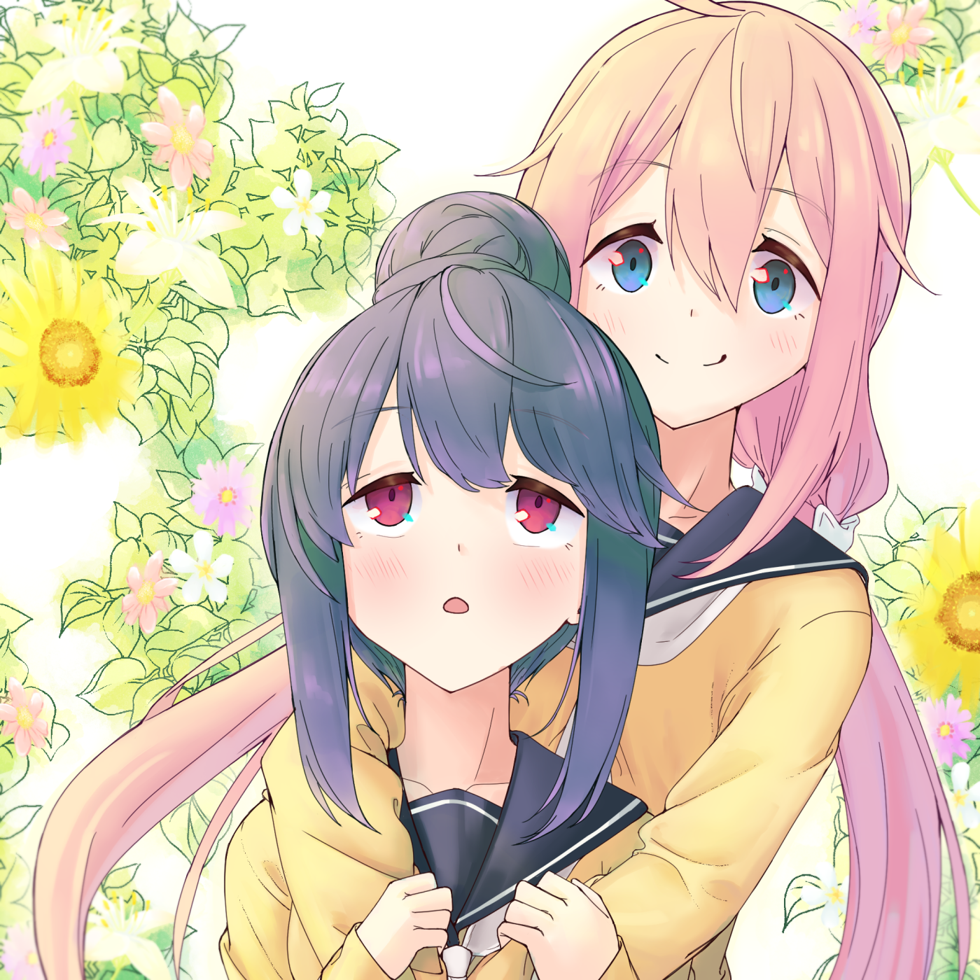 Lesbians from Yuru Camp~ - Anime art, Anime, Art, Yuru camp, Shima Rin, Kagamihara nadeshiko, Yuri, Longpost