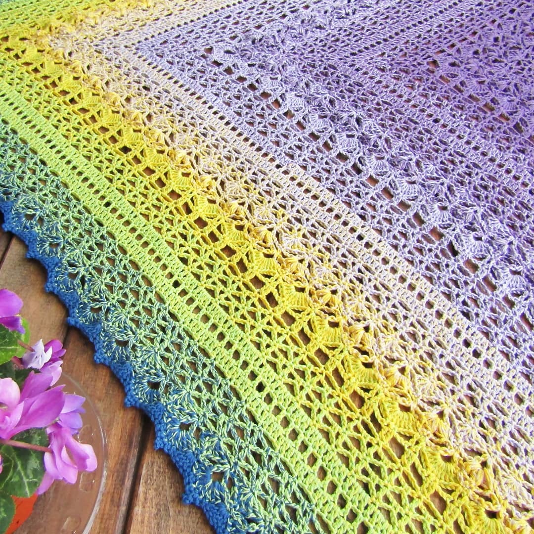 Meditation Shawl - My, Crochet, Knitting, Shawl, Bactus, With your own hands, Needlework without process, Handmade, Longpost