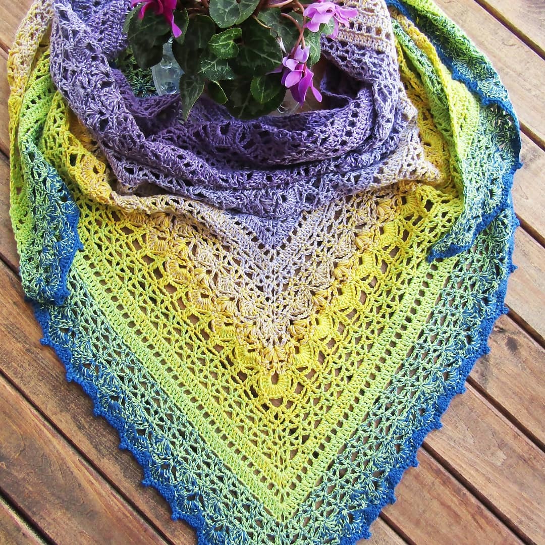 Meditation Shawl - My, Crochet, Knitting, Shawl, Bactus, With your own hands, Needlework without process, Handmade, Longpost