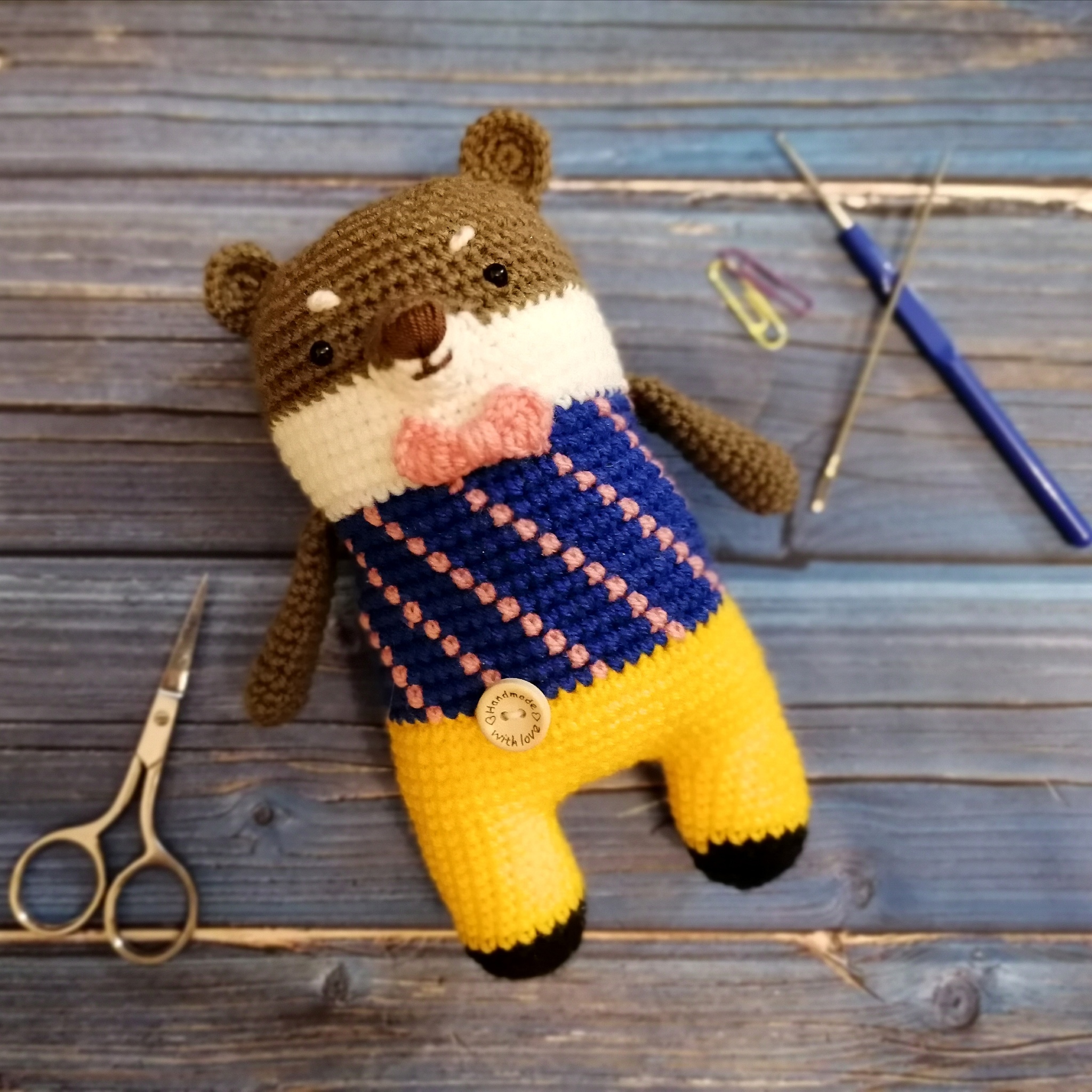 Wank - My, Amigurumi, Knitting, With your own hands, Otter, Knitted toys, Needlework without process