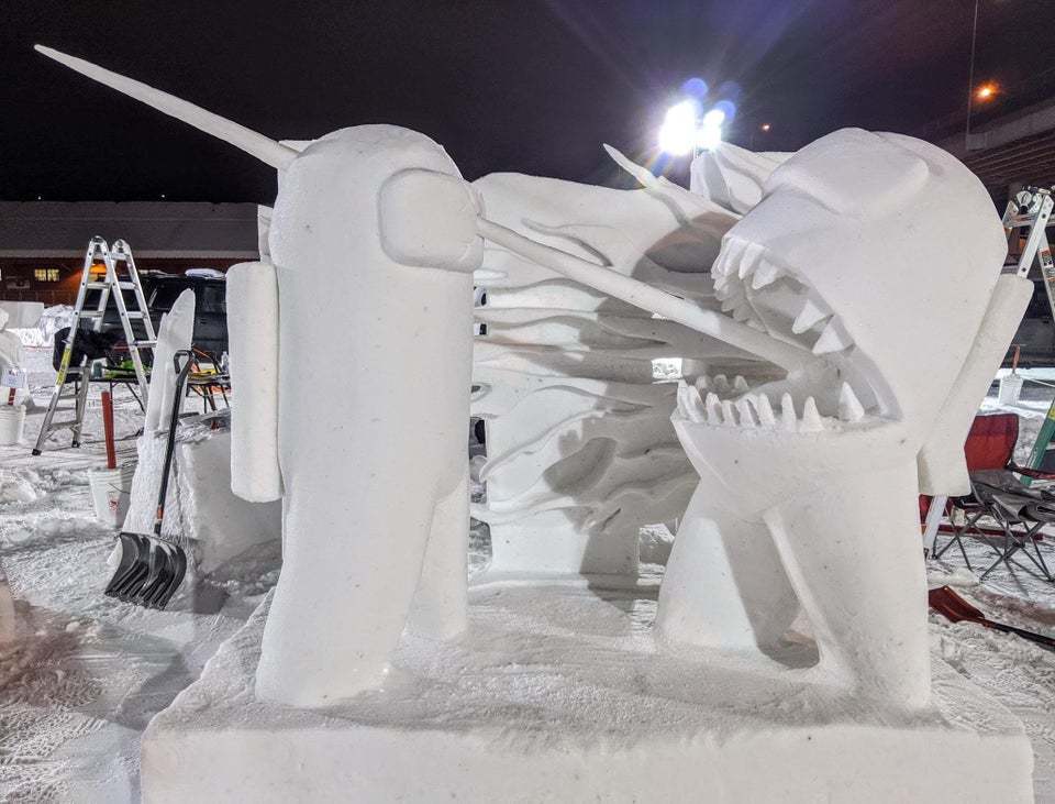 A snow sculpture that won 1st place at the Snow Figure Festival in Anchorage (USA) - Games, Computer games, Mobile games, Among Us, Art, Sculpture, Snow figures