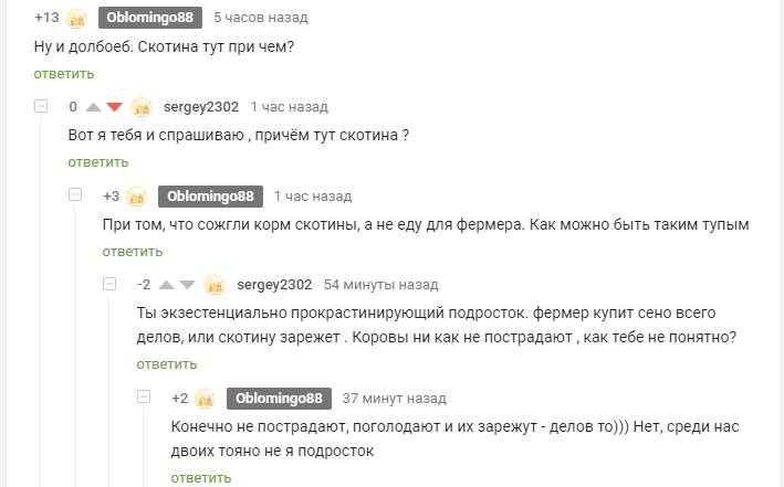 Reply to the post “A tractor driver in Kuzbass burned 350 rolls of hay to take revenge on his boss” - My, Real life story, Life stories, Employer, Workers, Oil workers, Revenge, Mat, Reply to post, Longpost, Screenshot, Comments on Peekaboo