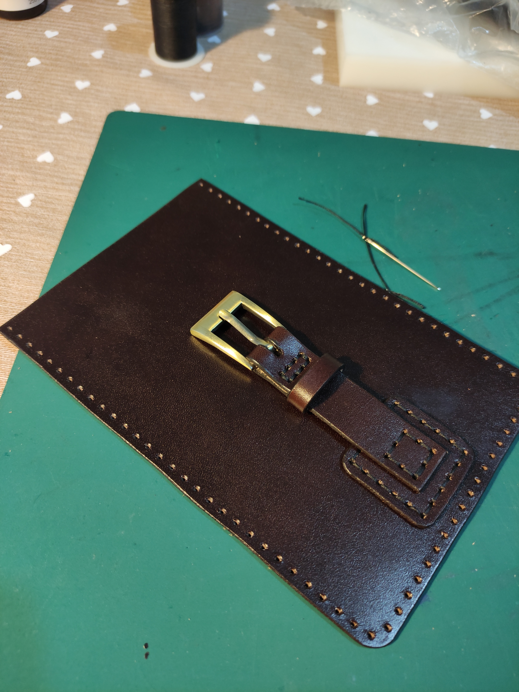 Portfolio of unfinished construction)) - My, Leather, Natural leather, Leather products, Leather craft, With your own hands, Needlework with process, Briefcase, Longpost