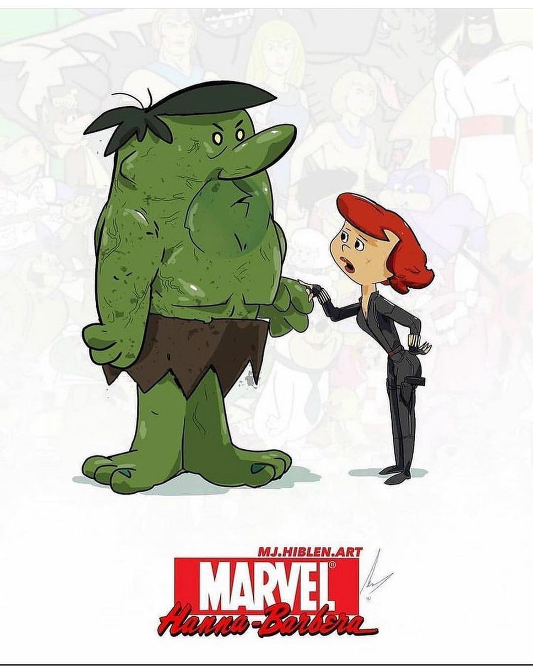 Marvel x Hanna-Barbera - Marvel, Hanna-Barbera, Hulk, iron Man, Black Widow, Spiderman, Captain America, Thor, Flintstones, Scooby Doo, Shaggy, Longpost, iron fist, Secret Squirrel, Crossover