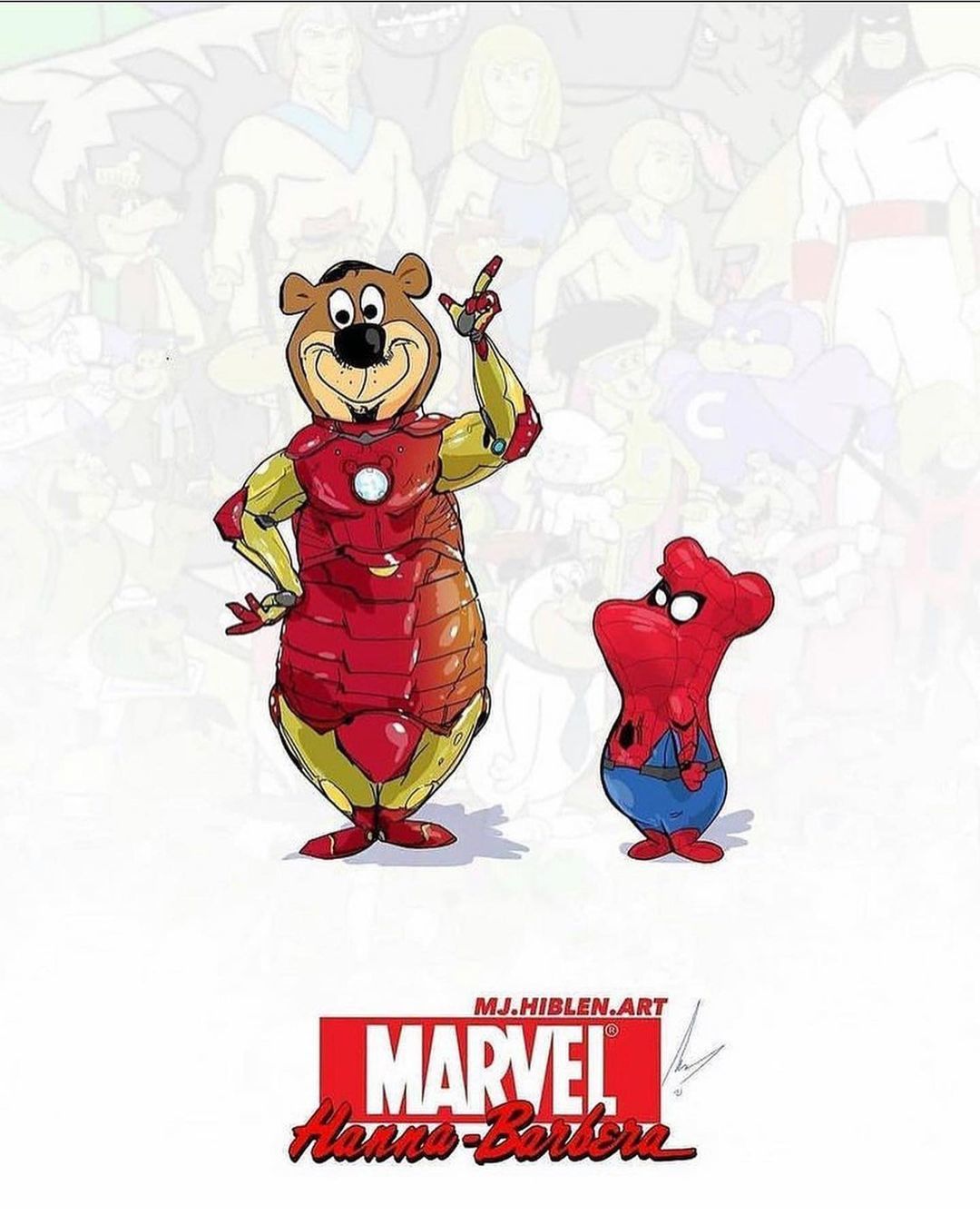 Marvel x Hanna-Barbera - Marvel, Hanna-Barbera, Hulk, iron Man, Black Widow, Spiderman, Captain America, Thor, Flintstones, Scooby Doo, Shaggy, Longpost, iron fist, Secret Squirrel, Crossover