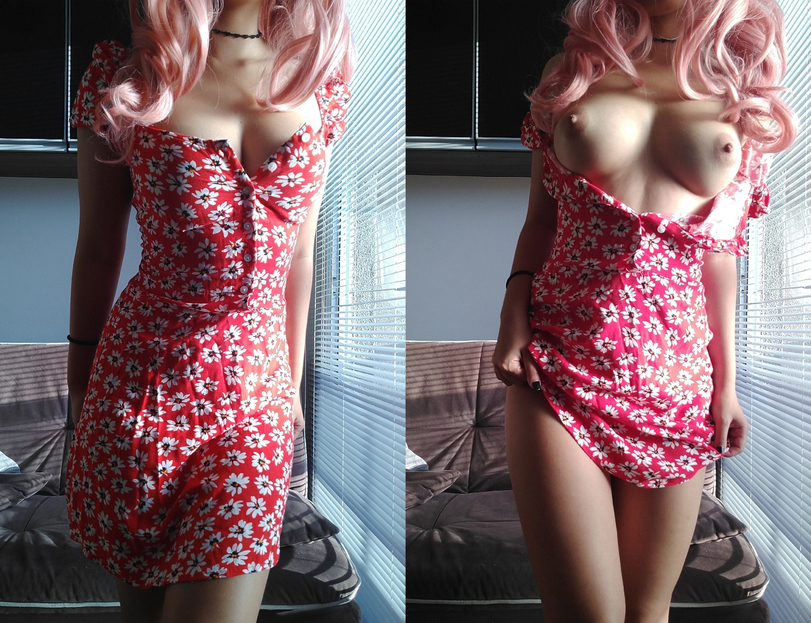 Pink - NSFW, Breast, The dress, Girls, Erotic, Boobs, Pink hair, No face