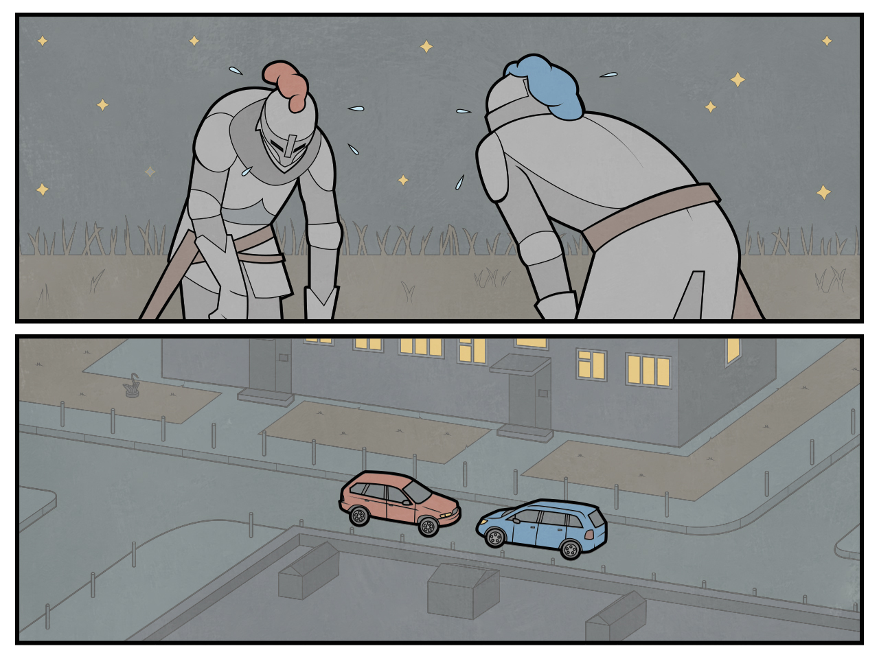 Knight Riders - My, Gudim, Comics, Road, Knights, Longpost