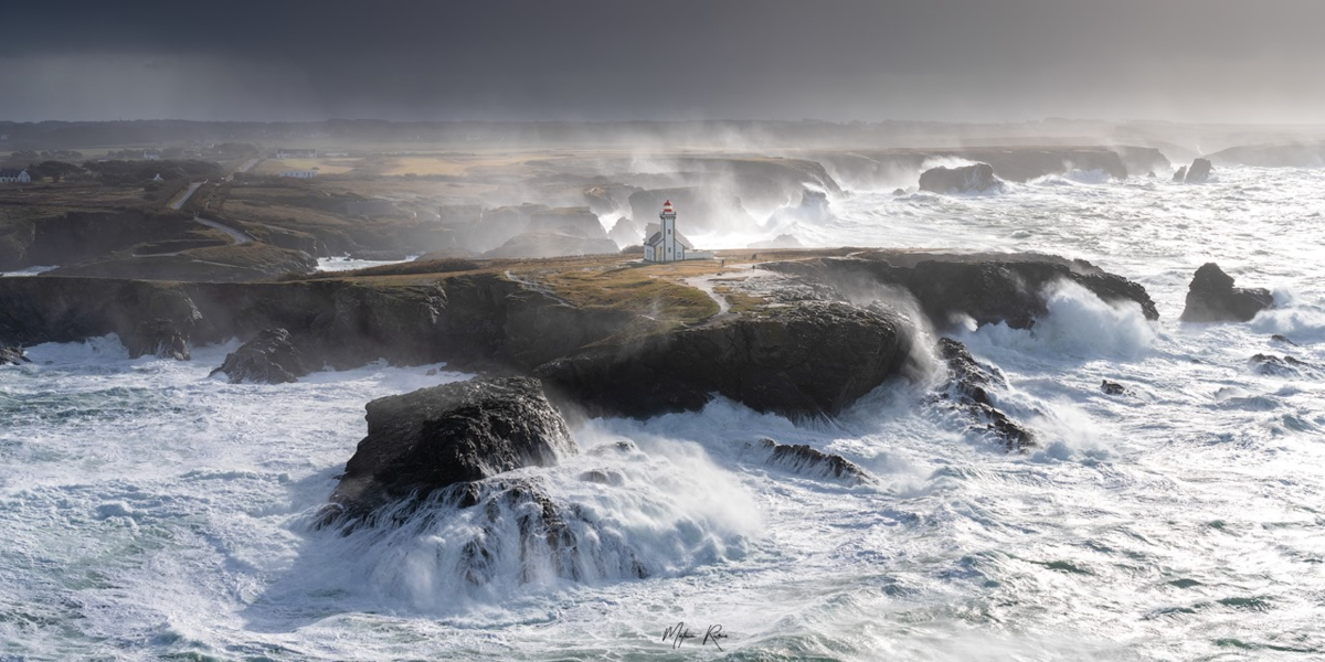 Over the gray plain of the sea the wind gathers clouds - Lighthouse, Island, Storm, Sea, The photo, France, Bay of Biscay