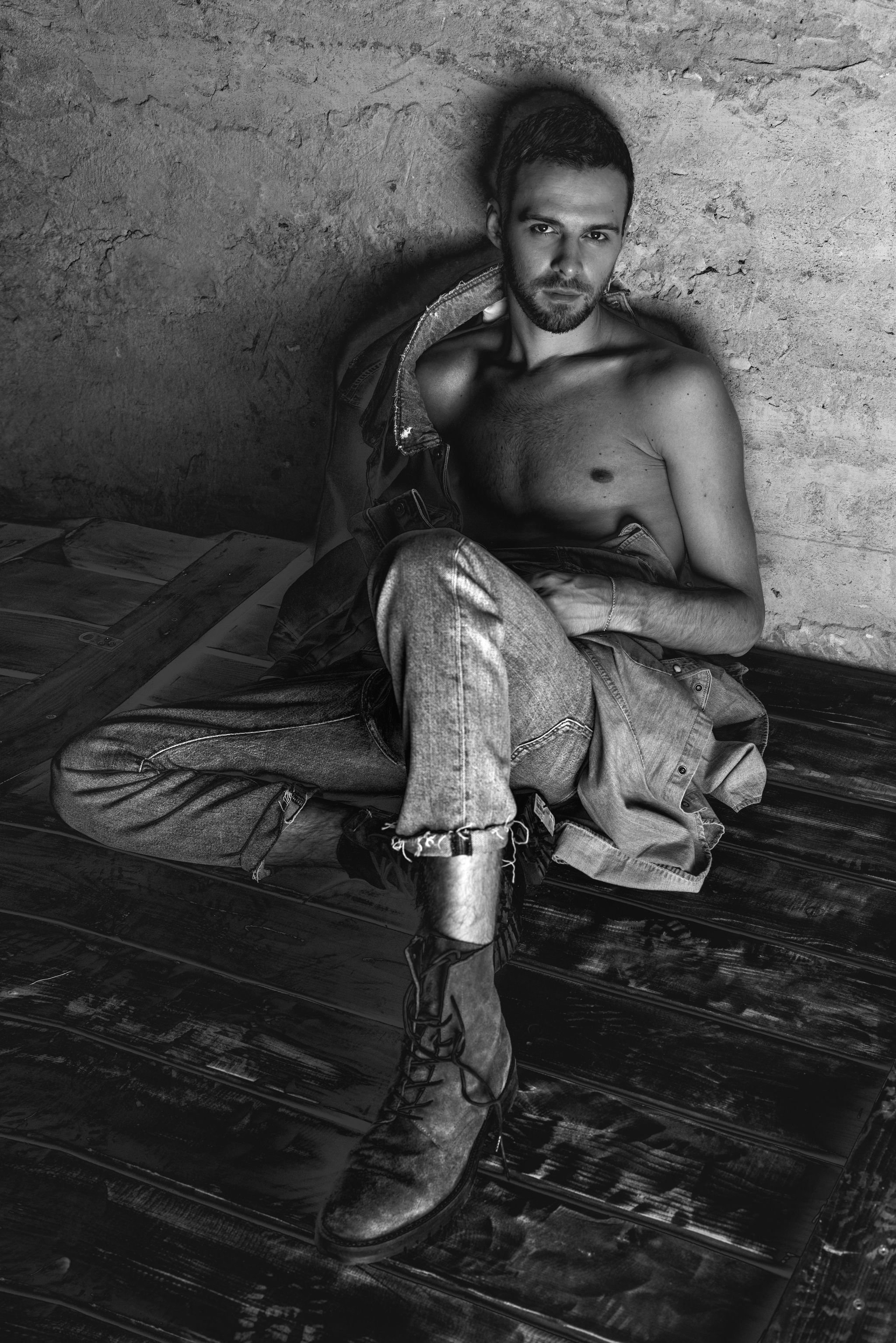 Max Barsky - NSFW, beauty, Guys, The singers, Men, From the network, Playgirl, Longpost, Black and white photo, Max Barskikh