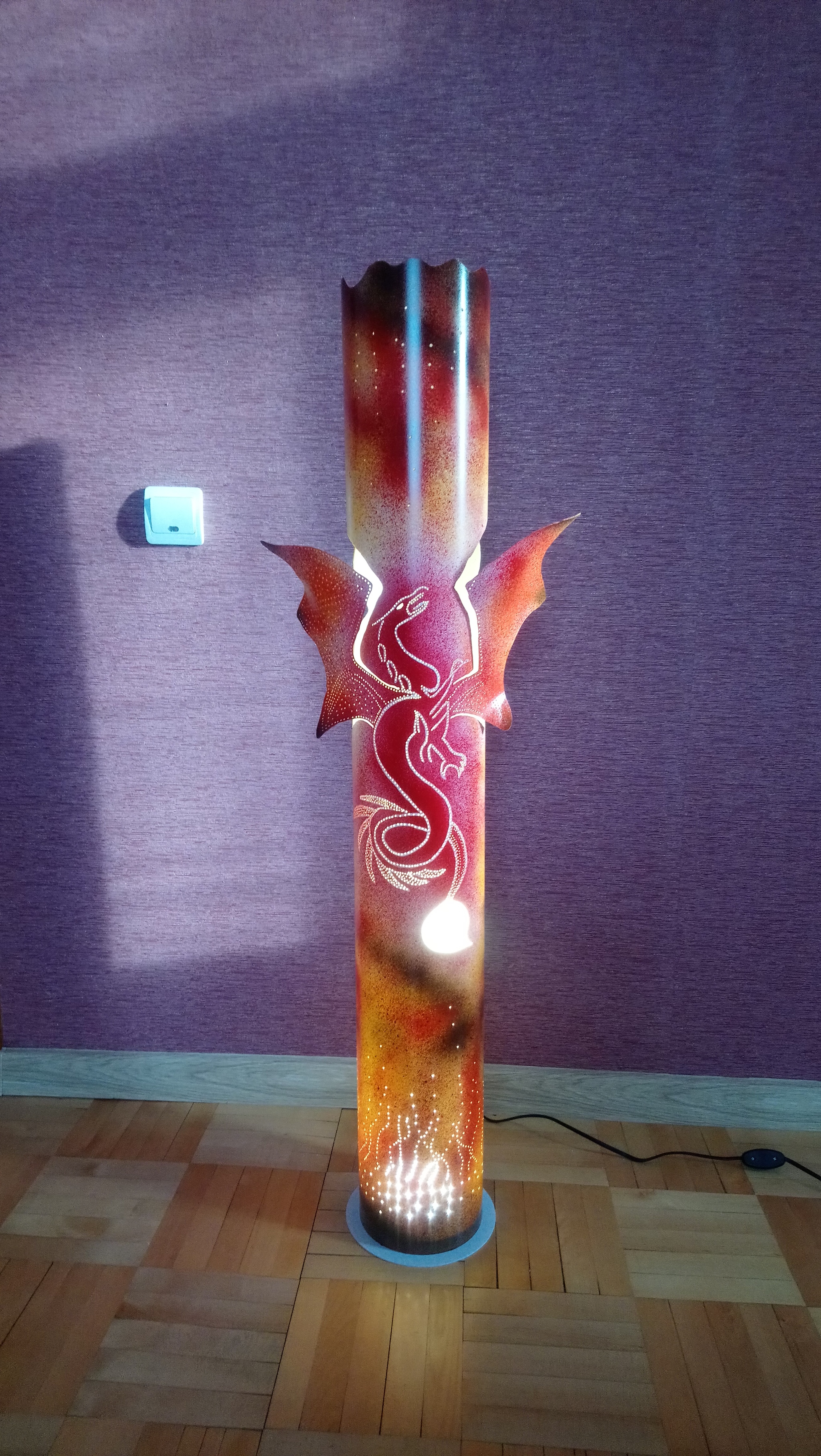 Floor lamp Dragon made of PVC pipes - My, The Dragon, Floor lamp, Pvc, Handmade, Longpost, Needlework with process