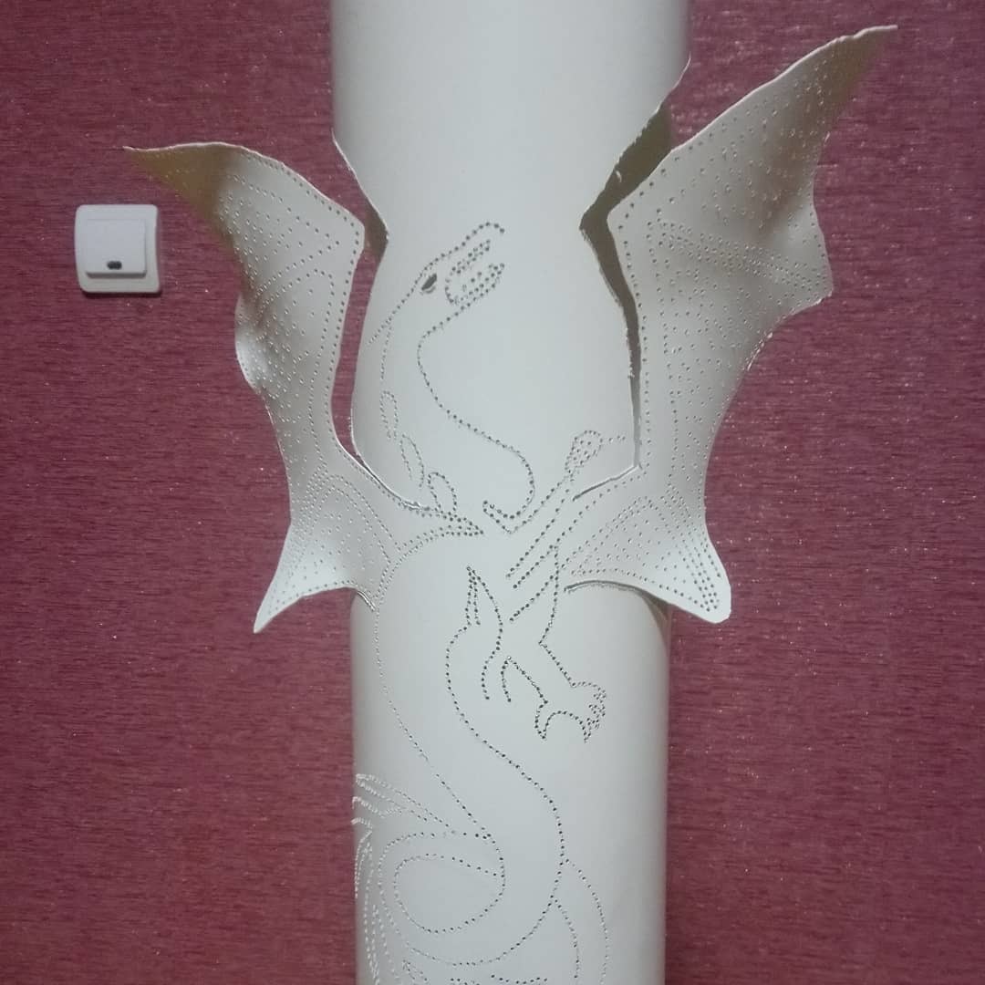 Floor lamp Dragon made of PVC pipes - My, The Dragon, Floor lamp, Pvc, Handmade, Longpost, Needlework with process