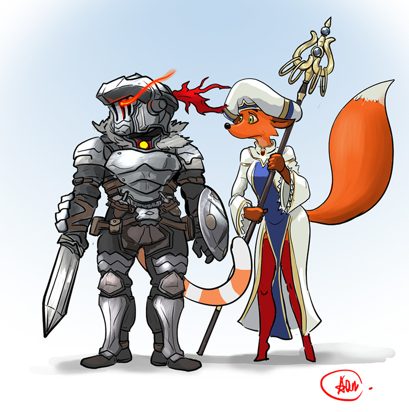 Em? - My, Artobstrel, Goblin slayer, cat, Fox, Digital drawing, Cosplay, Anime