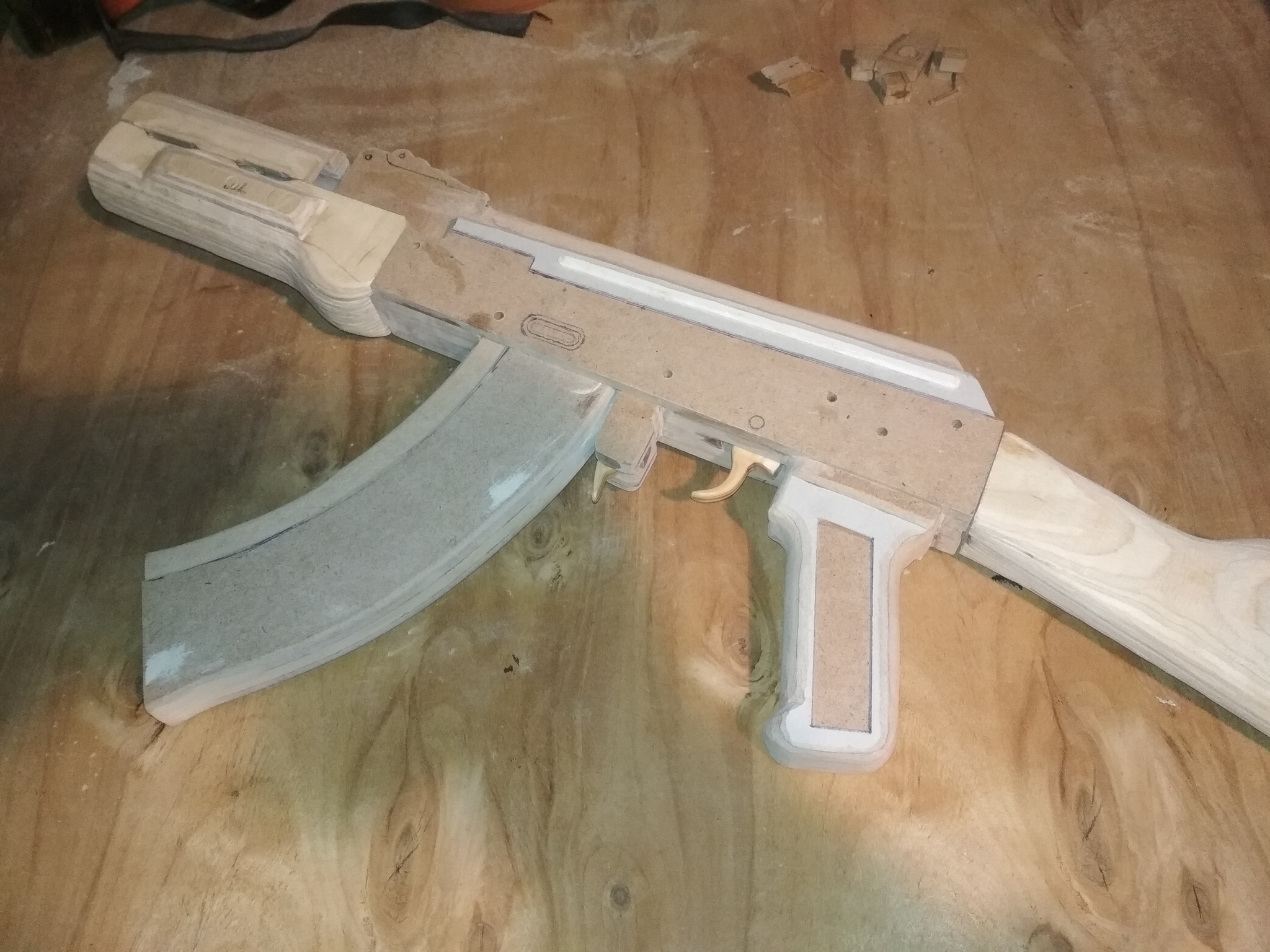 AKM - do it yourself made of wood - My, With your own hands, Needlework with process, Needlework, Kalashnikov assault rifle, Handmade, Akm, Crafts, Weapon, Layout, Models, Modeling, Creation, Video, Longpost