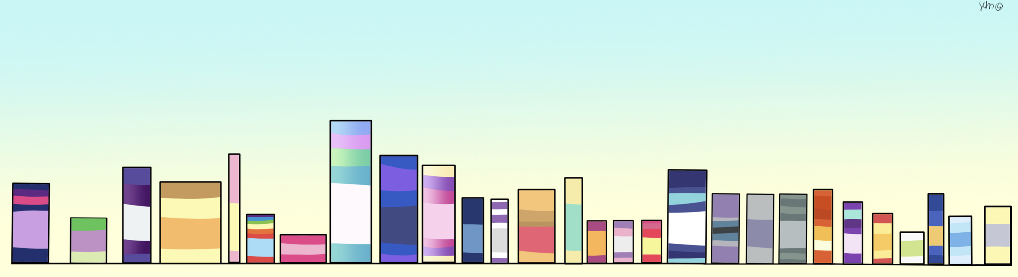 Minimalist rectangular ponies - My little pony, Mane 6, Spike, Princess celestia, Princess luna, Princess cadance, Cutie mark crusaders, Starlight Glimmer, Maud pie, Limestone Pie, Marble pie, Sunburst, Derpy hooves, Sunset shimmer, Trixie