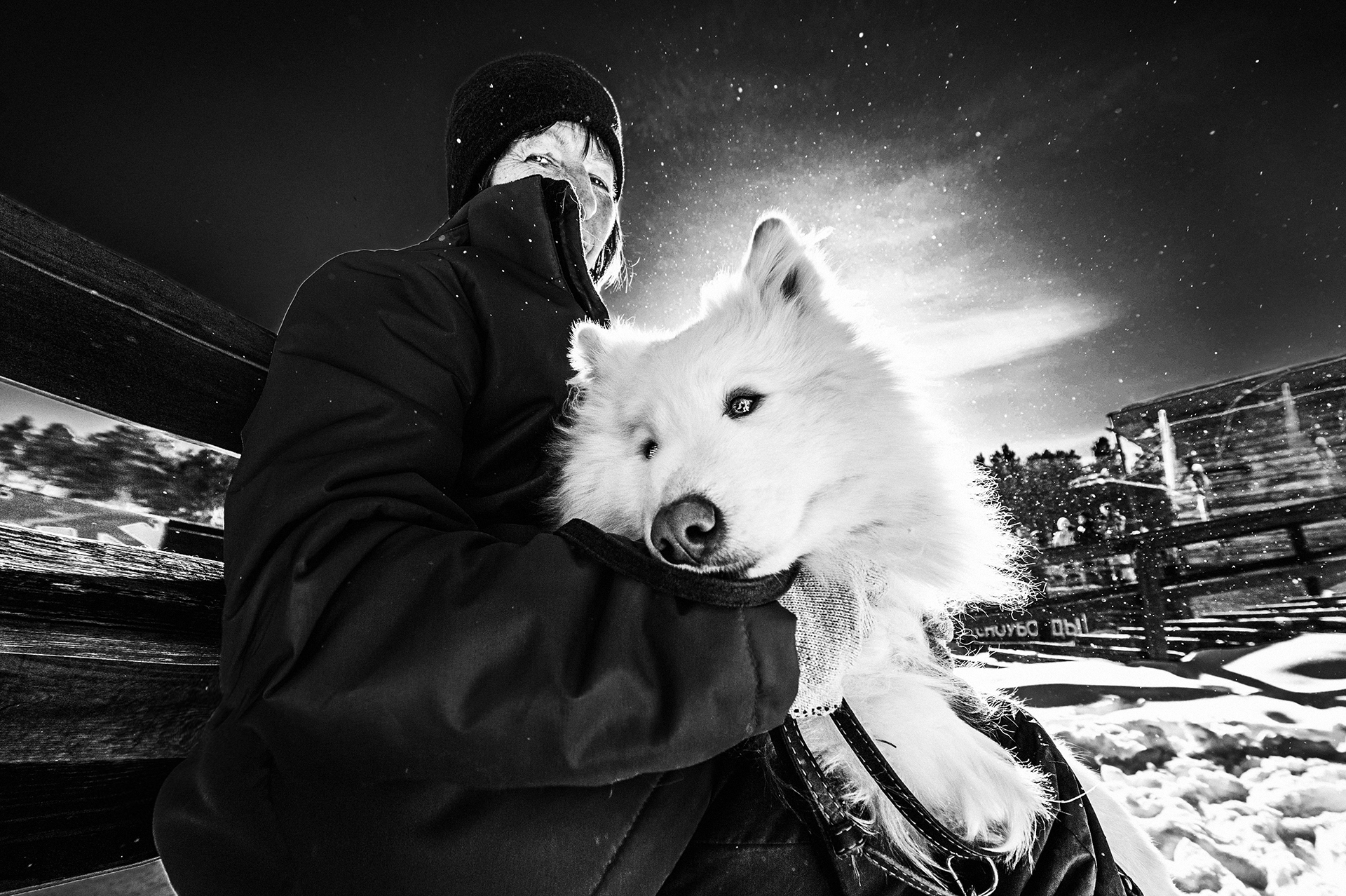 The dog and his owner - My, The photo, Black and white photo, Black and white, Portrait, Dog