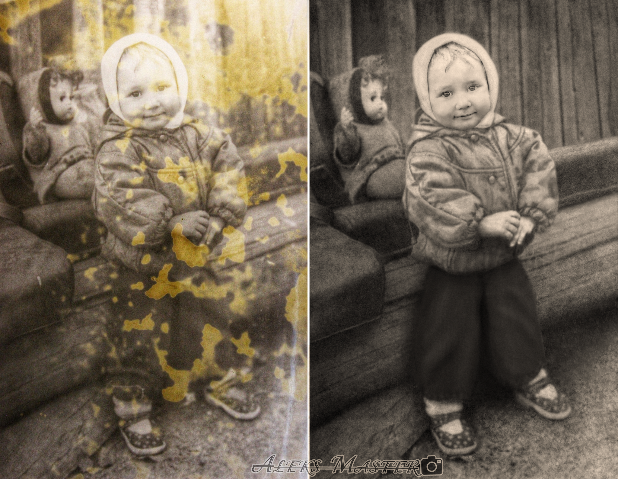 Restoration of a photograph at the request of a picabushka - My, Photo restoration, Colorization, Old photo, Longpost, Children