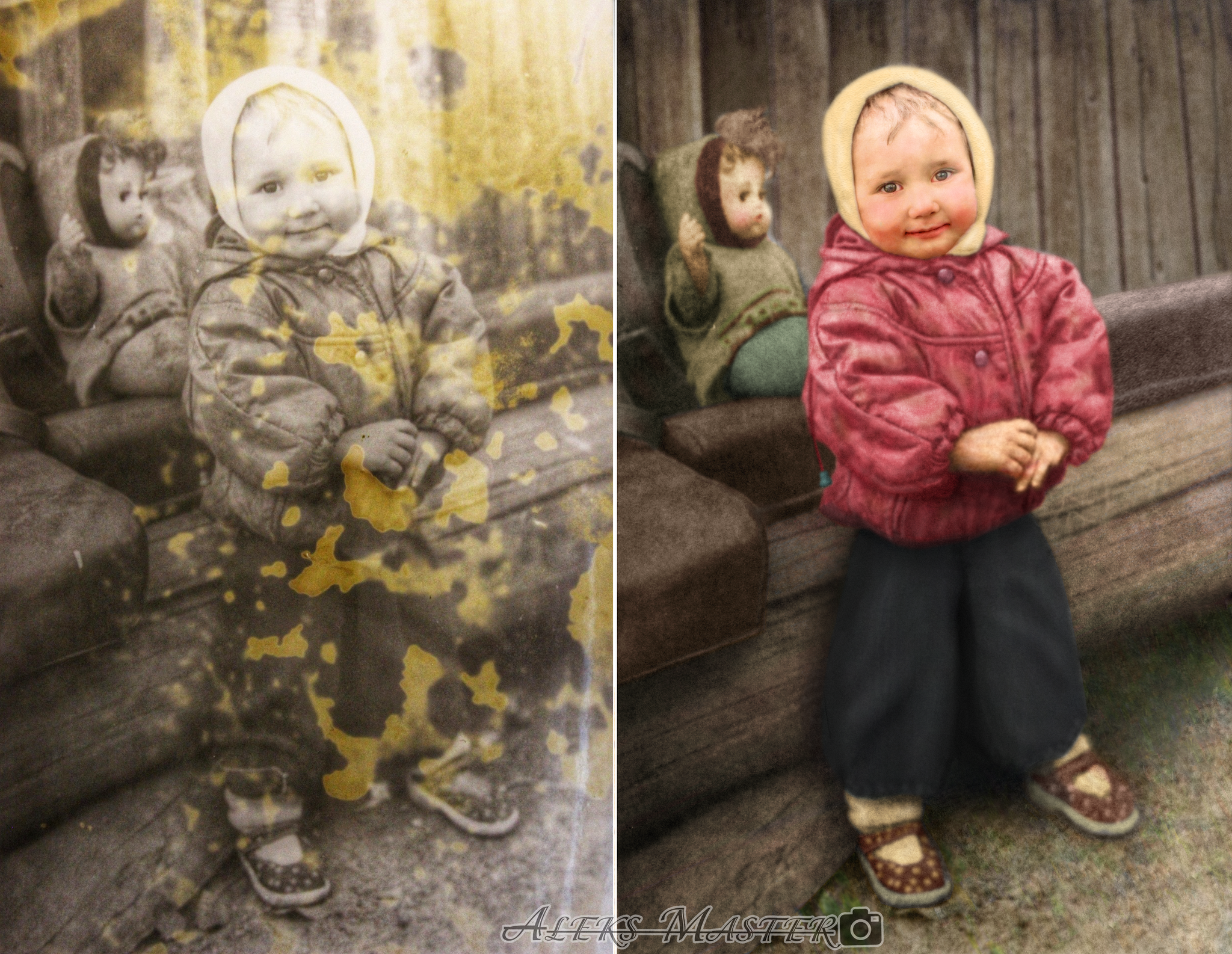 Restoration of a photograph at the request of a picabushka - My, Photo restoration, Colorization, Old photo, Longpost, Children