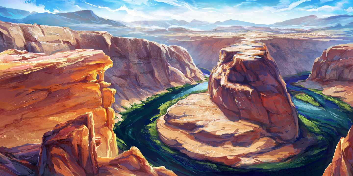 Training landscapes (sketches) - My, Oheekolts, Artist, Art, League of Artists, Digital drawing, Painting, Stud, Landscape, Canyon, Drawing, Photoshop, Painting, Graphics, Longpost