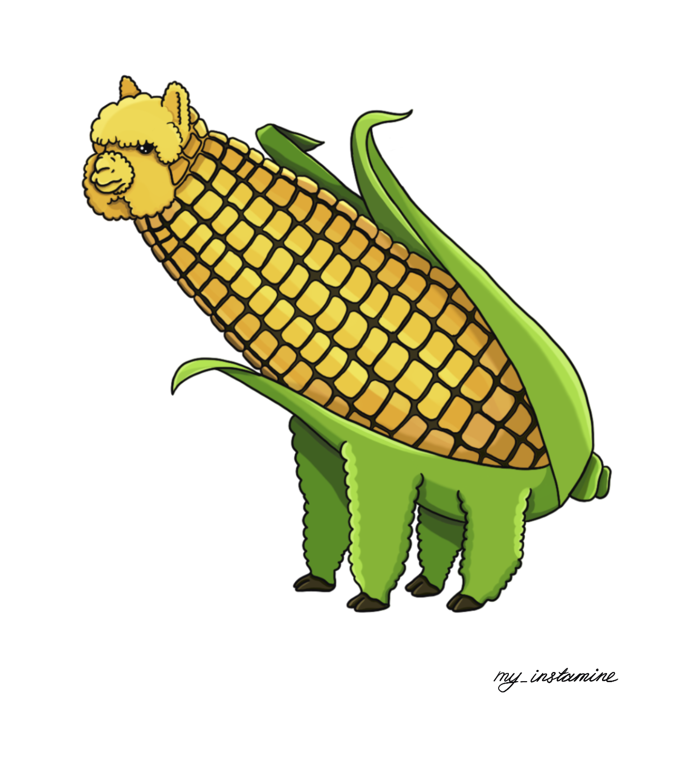 Alpaca cob - My, Digital drawing, Drawing, Alpaca, Corn, Animals, Nft