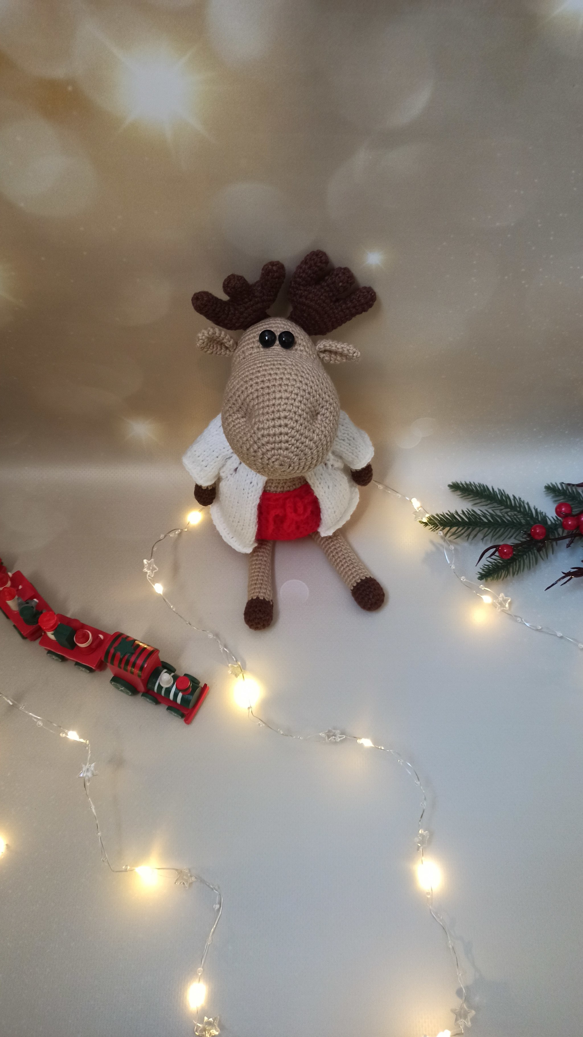 Sly moose - My, Elk, Deer, Fawn, Plush Toys, Knitted toys, Knitting, Toys, Soft toy, Longpost, Needlework without process