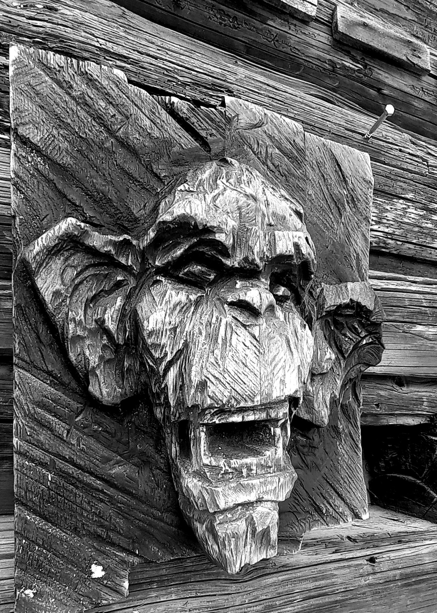 Masks. Chainsaw carving - My, Wood carving, Art, Without a mask, Woodworking, Panel, Longpost