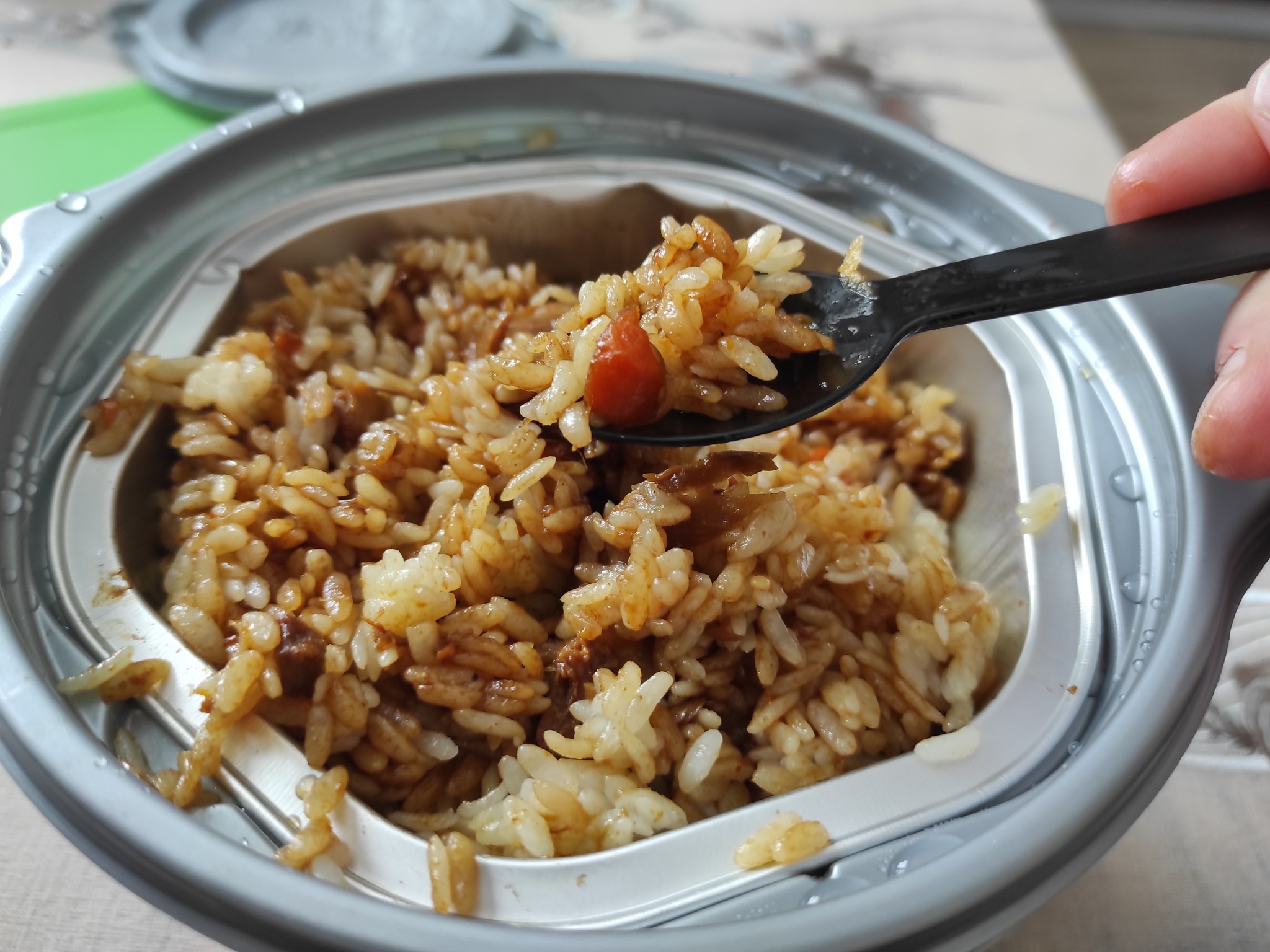 Self-heating RICE with beef and curry! - My, Doshirakology, Food Review, Fast food, Rice, Longpost