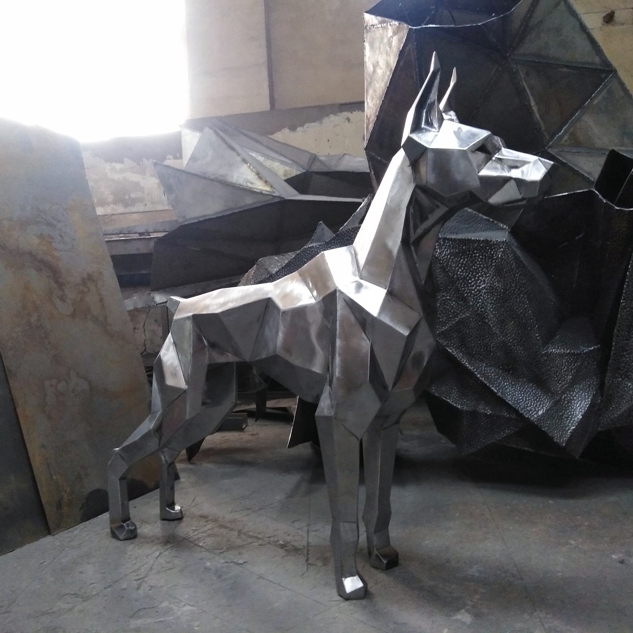 Steel ears on top - My, Doberman, Dog, Welding, With your own hands, Handmade, Tig, Papercraft, Video, Longpost, Needlework without process