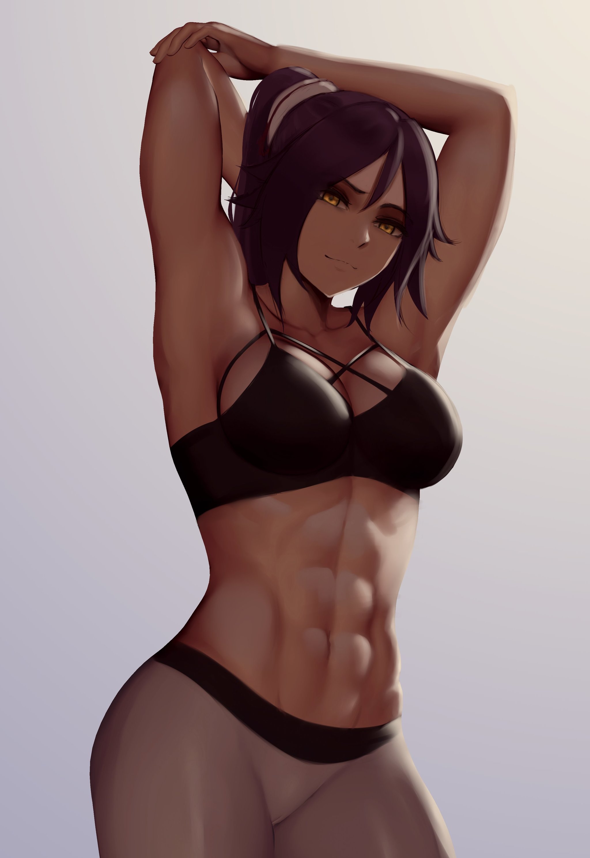 Yoruichi - NSFW, Strong girl, Art, Muscleart, Shihouin Yoruichi, Bleach, Anime, Anime art, Girls, Breast