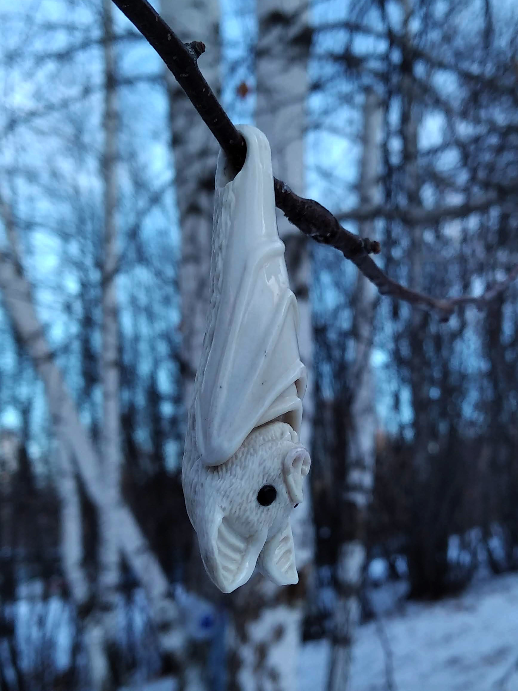 Moose antler bat (now for sure) - My, Bone carving, Bat, With your own hands, Needlework with process, Needlework, Pendant, Video, Longpost