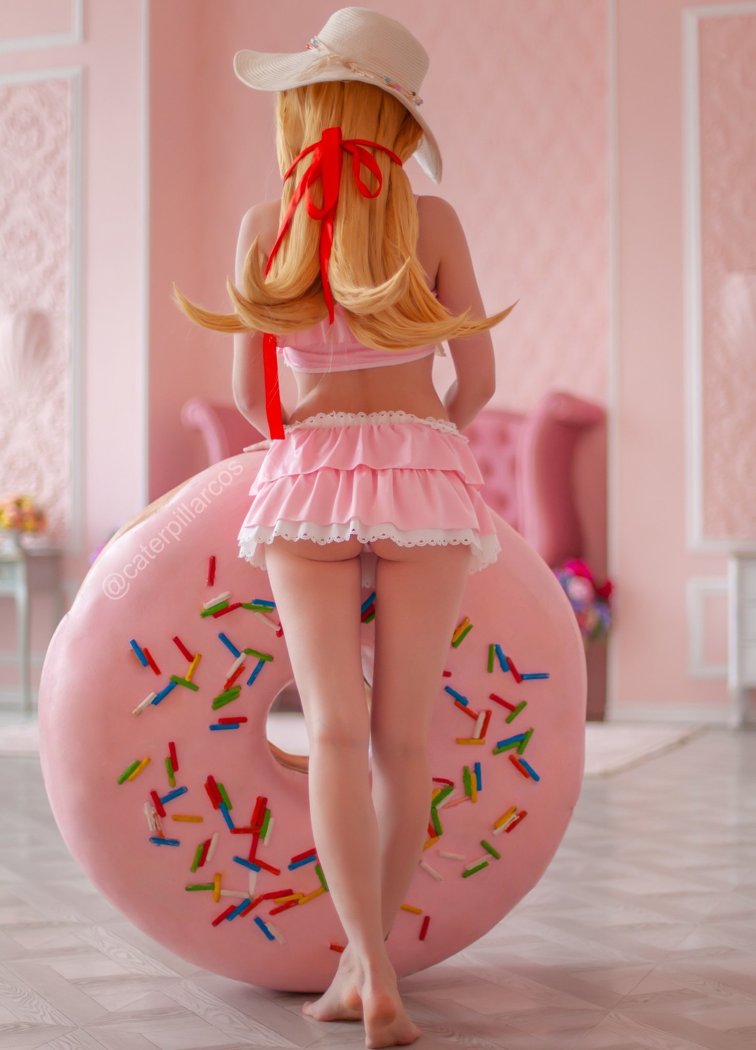 We haven't had such a cute cosplay for a long time) - NSFW, Anime, Pantsu, Loli, Donuts, Shinobu oshino, Cosplay, Booty, Longpost, Alexandra Caterpillar Baudelaire