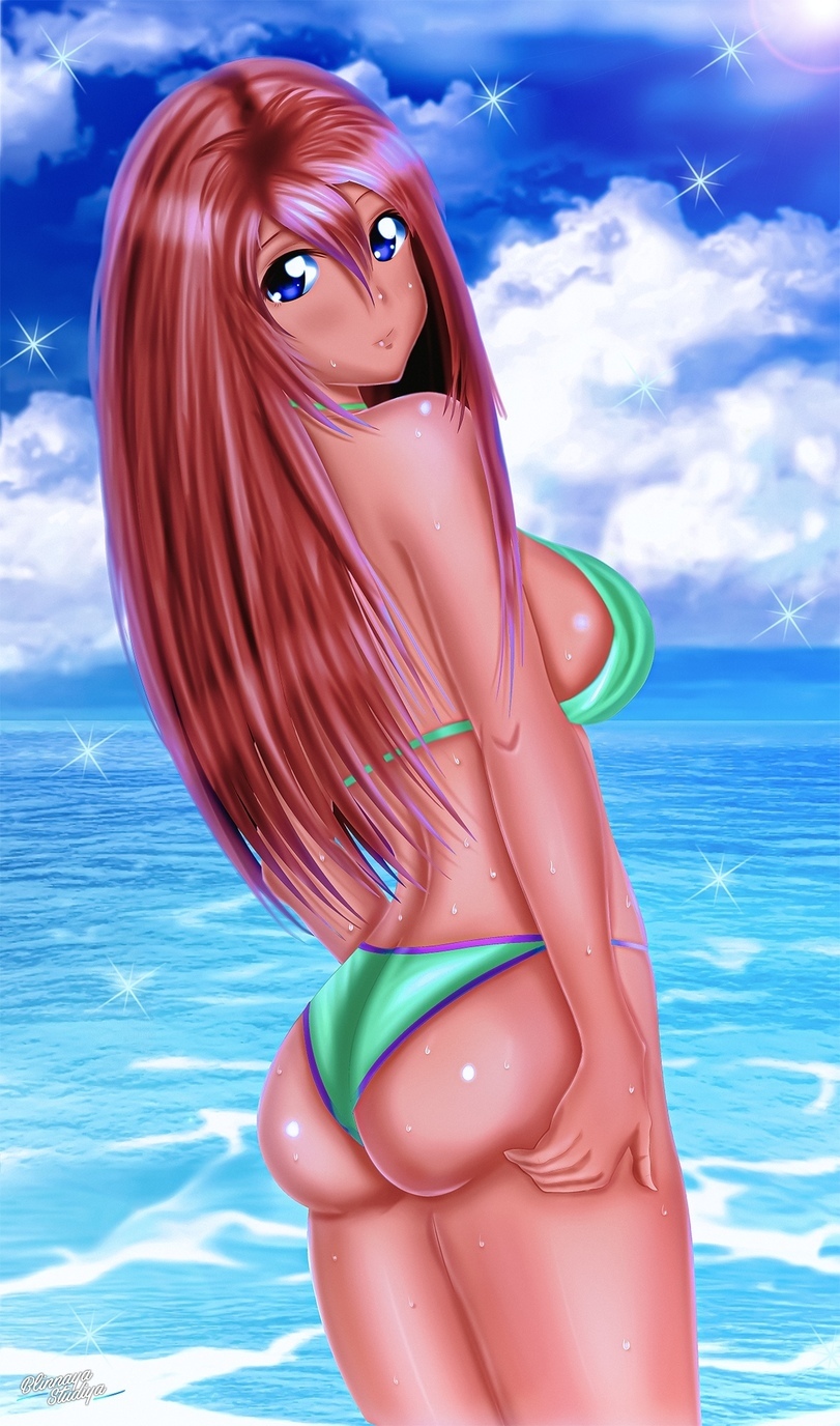 What, Ulyana Vladimirovna?! I've been like Ulyana Vladimirovna for twenty years! Why are we idling again, pioneer! - NSFW, Endless Summer (visual novel), Visual novel, Ulyana, Art, Fan art, Humor, The sun, Beach