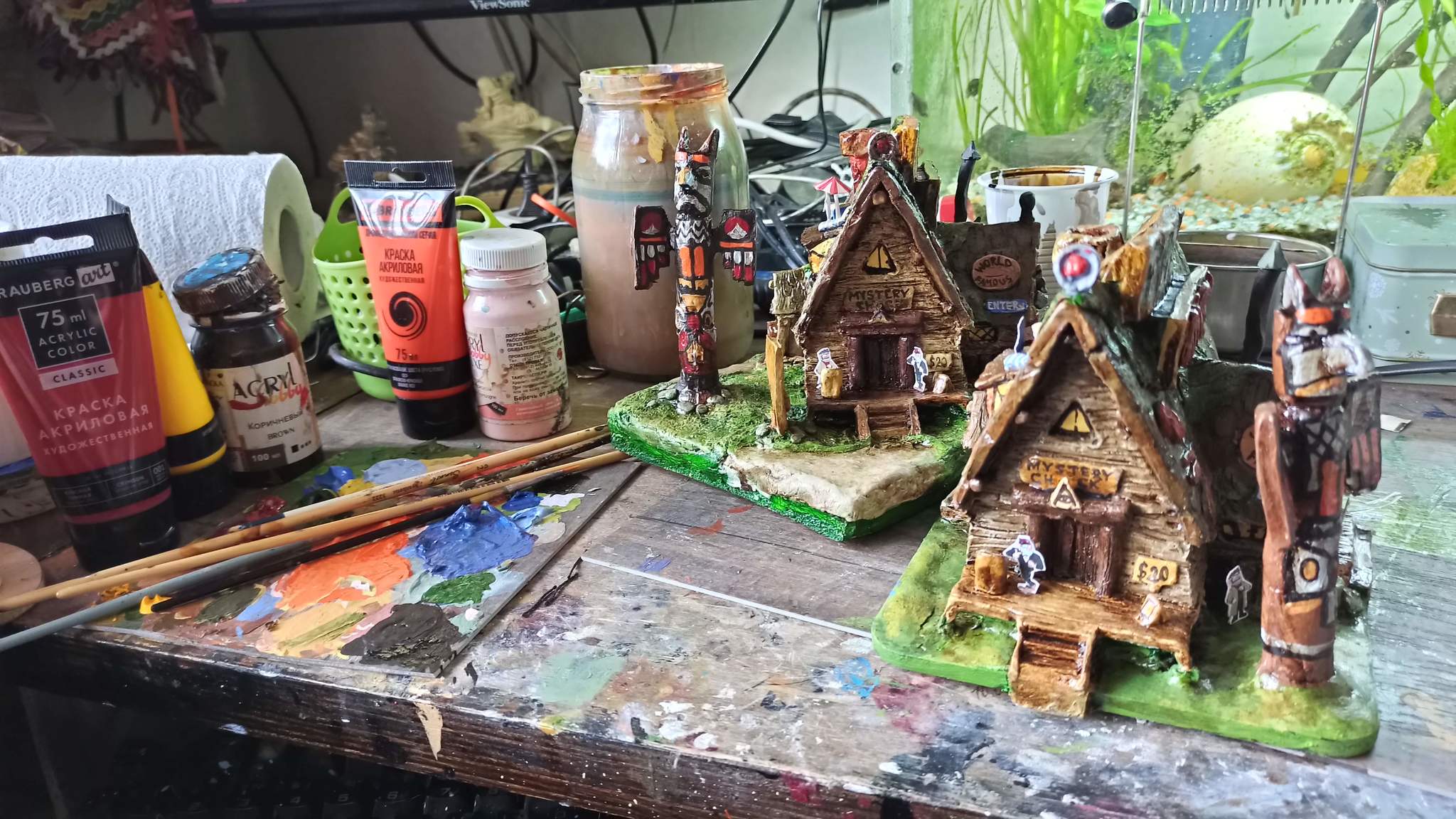 Mystery Shack (pair) - My, Kai Yara, Sculpture, Mystery shack, Diorama, Лепка, Plastic, Gravity falls, Casting, With your own hands, Needlework without process, Painting, Longpost