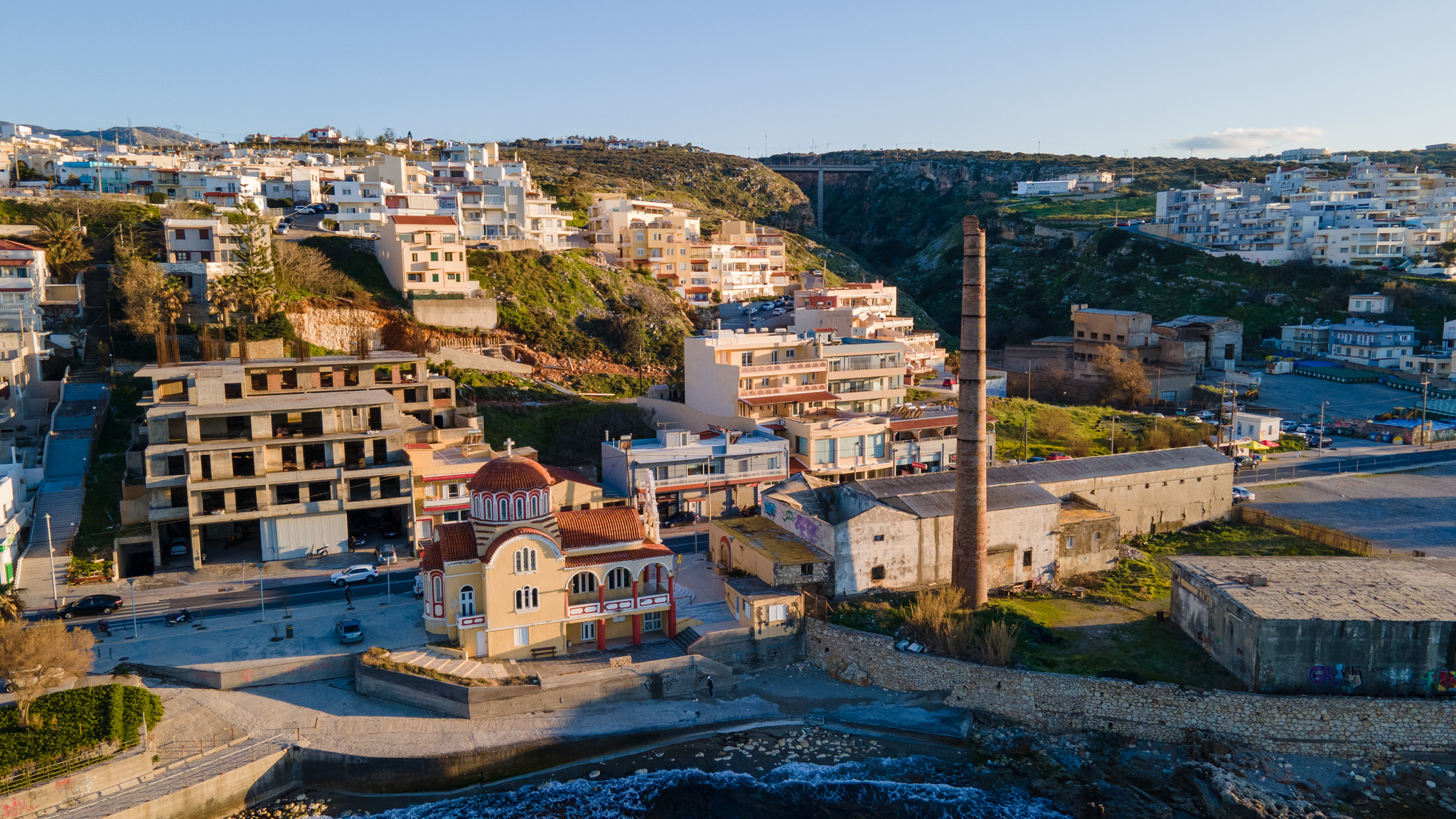 Drone photo of Crete, Rethymno - My, Drone, DJI Mavic, The photo, Island, Crete, Greece, Rethymnon, Church, Football, Longpost