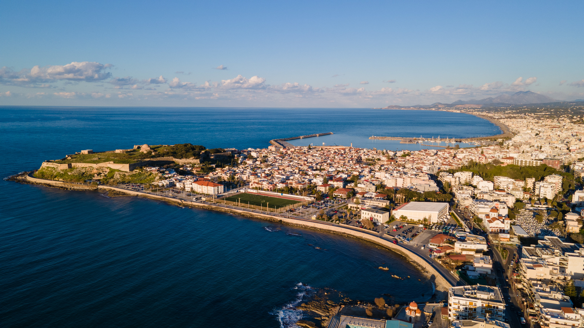 Drone photo of Crete, Rethymno - My, Drone, DJI Mavic, The photo, Island, Crete, Greece, Rethymnon, Church, Football, Longpost