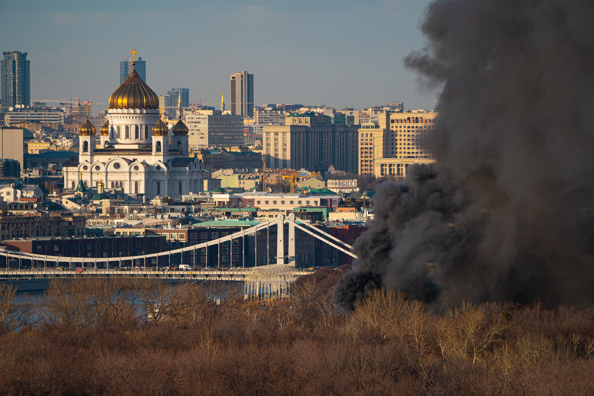 Fire in Gorky Park - My, Moscow, The photo, Photographer, Fire, Crimean bridge, Cathedral of Christ the Savior