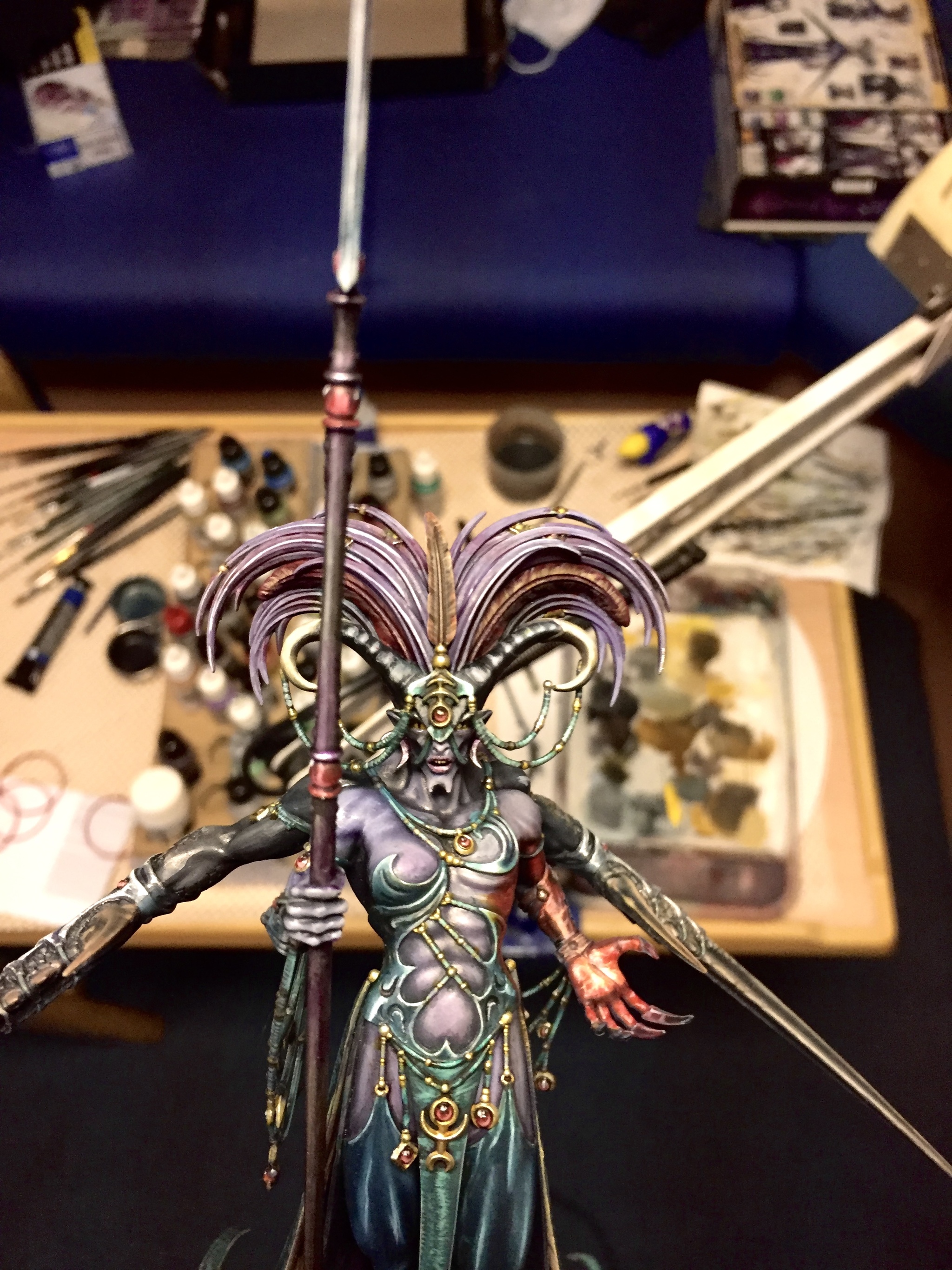 Shalaxie Helbane - painting process - My, Warhammer, Miniature, Painting miniatures, Warhammer 40k, Slaanesh, Wh painting, Wh miniatures, Keeper of secrets, Longpost