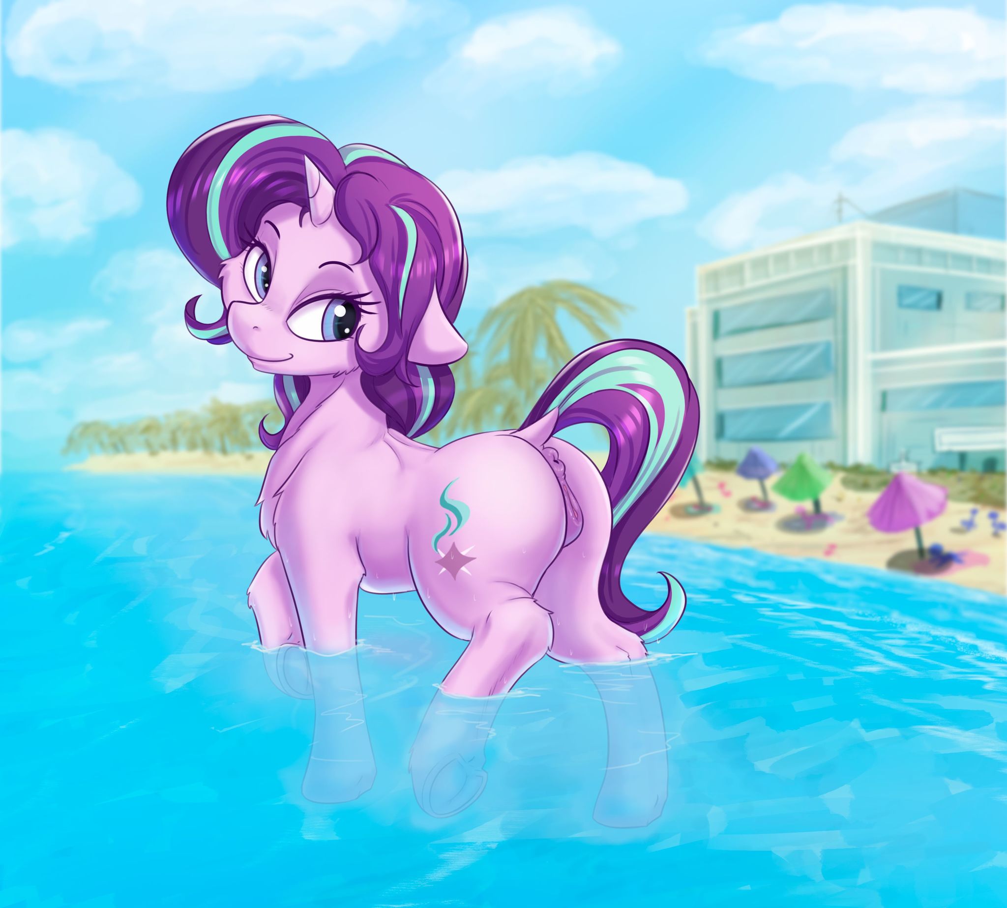 Light on the beach - NSFW, My little pony, PonyArt, Starlight Glimmer, Alcor, MLP Explicit