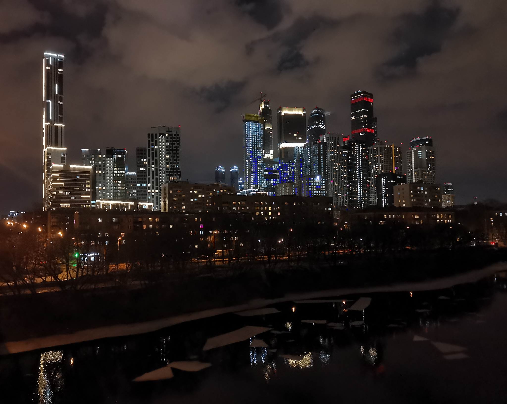 Night city lights - My, The photo, Moscow City, Moscow, Night, Mobile photography, Huawei mate 20