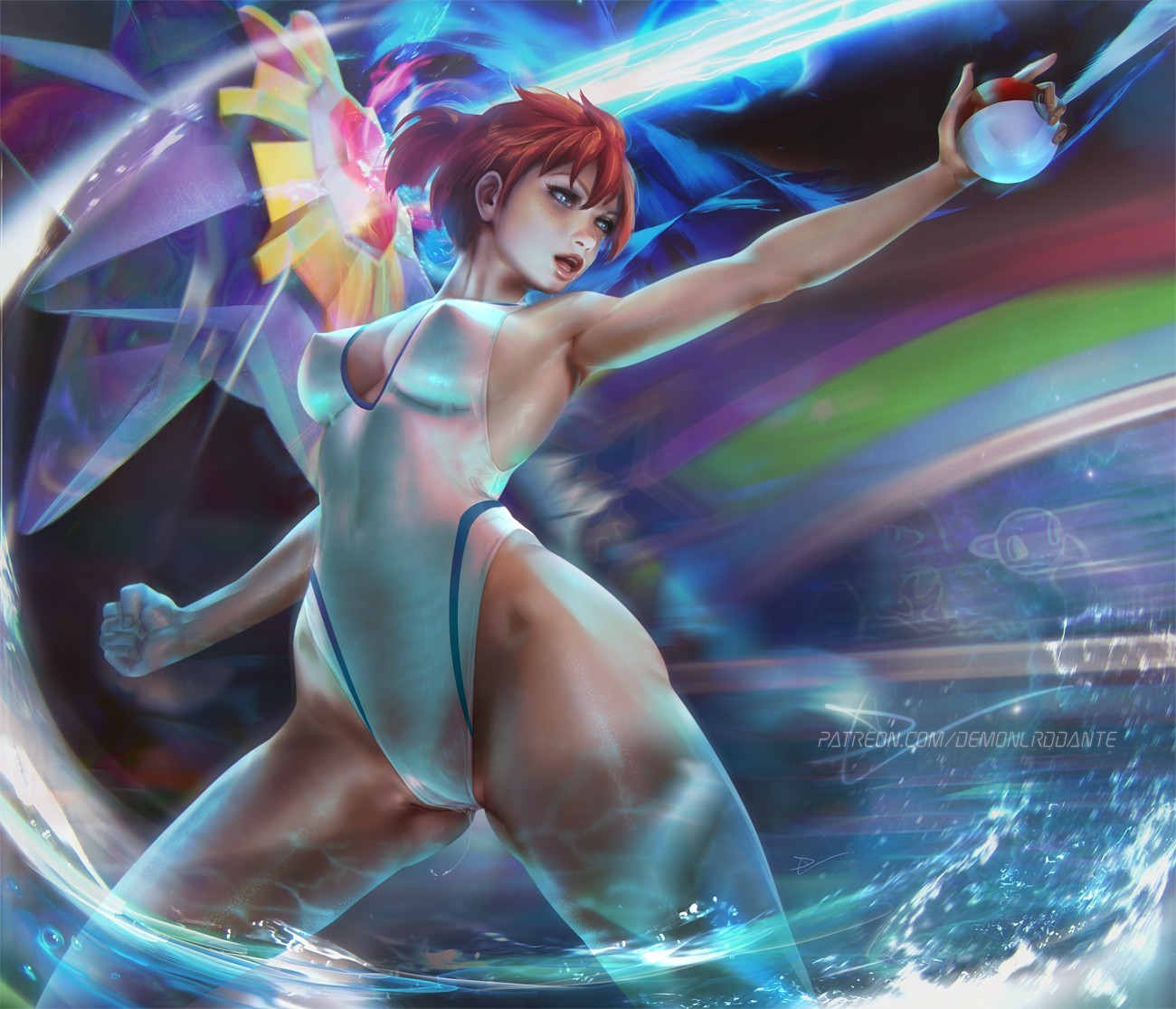 Misty - NSFW, Art, Drawing, Anime, Anime art, Pokemon, Misty, Girls, Erotic, Hand-drawn erotica, Swimsuit, Boobs, Naked, Labia, Demonlorddante