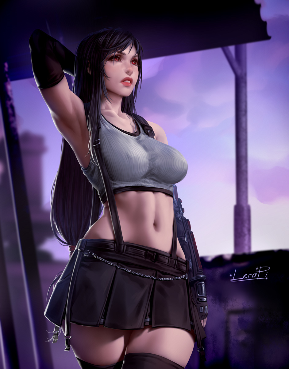 Typhus on/off - NSFW, Art, Girls, Erotic, Boobs, Final fantasy vii, Tifa lockhart, OnOff, Aleriia_V (lerapi), Longpost, Hand-drawn erotica