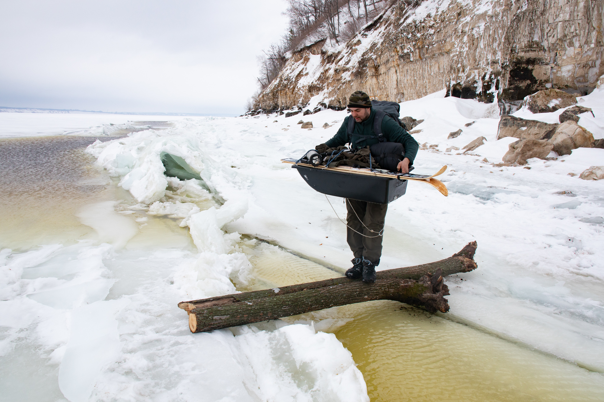 170 kilometers on ice. Winter passage of the Zhigulevskaya Circumnavigation. Part 2 - My, Tourism, Travels, Video, Longpost