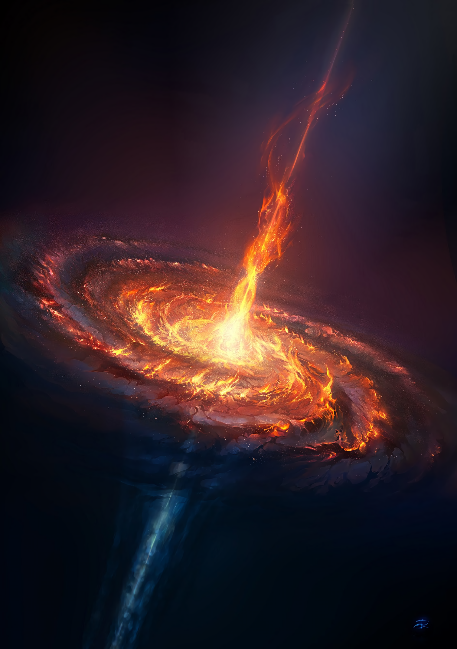 Bonfire - Art, Drawing, Space, Quasar (astronomy), Aerroscape