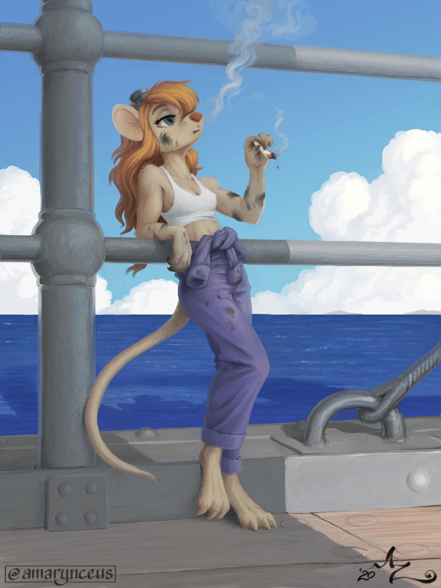 Smoke break - Furry, Furry art, Furry mouse, Art, Cartoons, Chip and Dale, Gadget hackwrench, Smoke break, Amarynceus