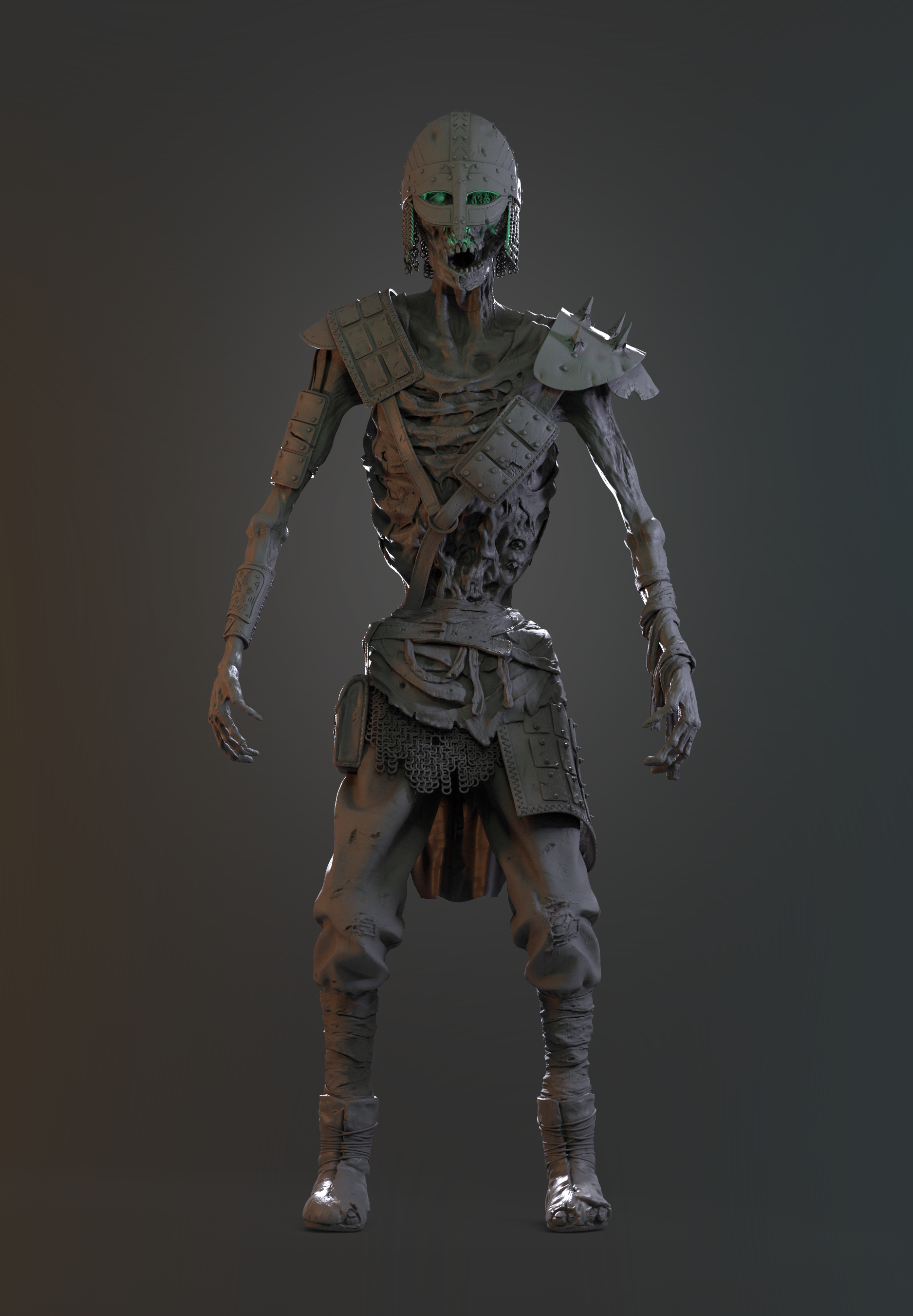 Draugr - My, 3D, 3D modeling, 3D graphics, Character Creation, Fictional characters, Hobby, Sculpting, Zbrush, Creatures, Mythical creatures, Monster, Computer graphics, Cghub, Longpost