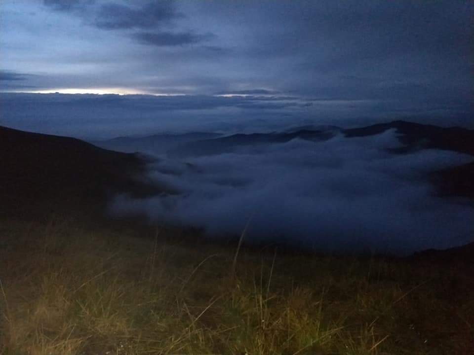 Sunset over the clouds - My, The mountains, Sunset, Mountain tourism, Tourism, Hike, Clouds, Longpost, The photo