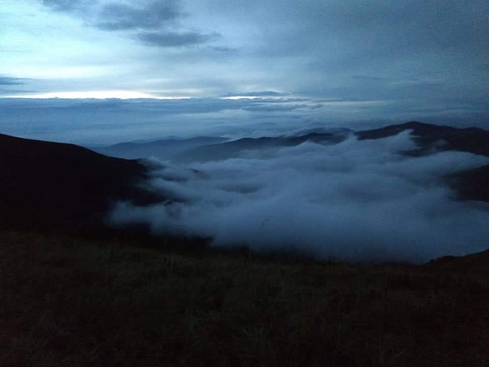 Sunset over the clouds - My, The mountains, Sunset, Mountain tourism, Tourism, Hike, Clouds, Longpost, The photo